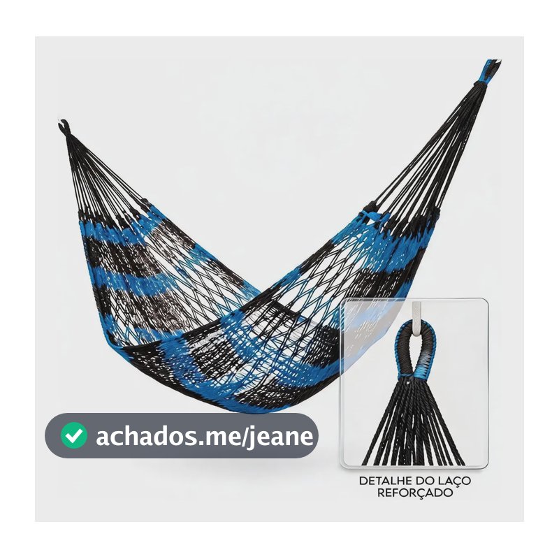 Rede De Descanso Macramê Boho Chic Artesanal 350x150cm Casal Azul E Azul Claro
