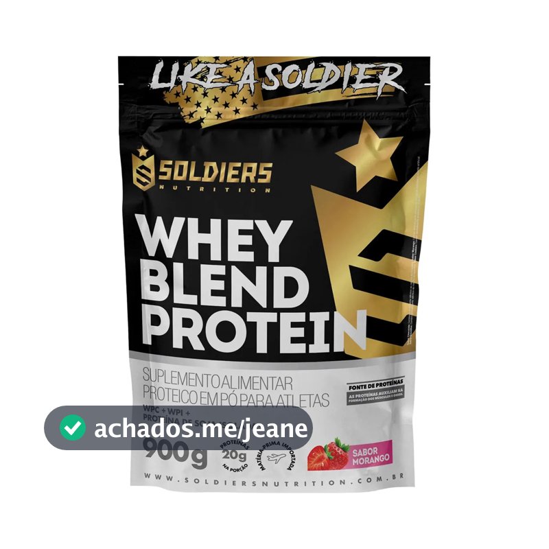 Whey Blend Protein Concentrado e Isolado 900g Sabor Morango Soldiers Nutrition