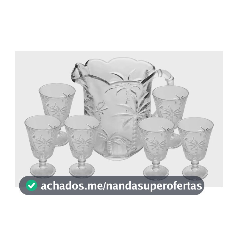 Conjunto Jarra com 6 Taças Palm 1,3L/240ml Cristal Lyor