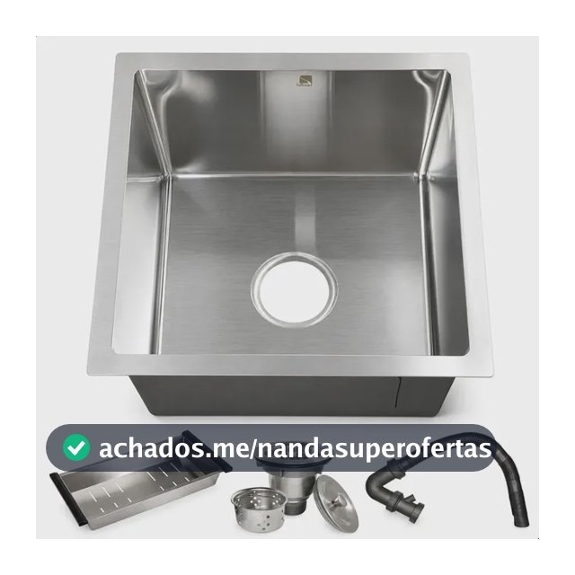 Cuba Pia Cozinha Gourmet Quadrada Aço Inox 304 Escovada 44x44cm Embutir ou Sobrepor Completa Com Acessórios Luxo Moderna Anti Ruído - Softinox