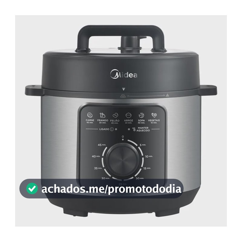 Panela Elétrica Mecânica Pressão 4l Preta E Inox Midea
