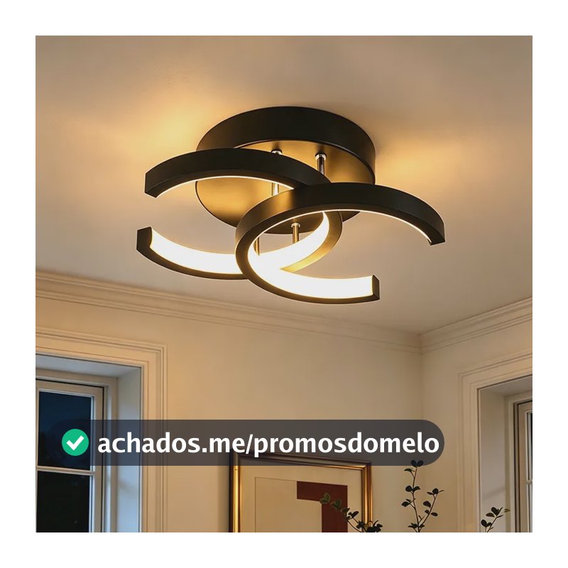 Luminária De Teto Moderna,lustre Sala Pendentes Led 3 Em 1 127/220v Preto