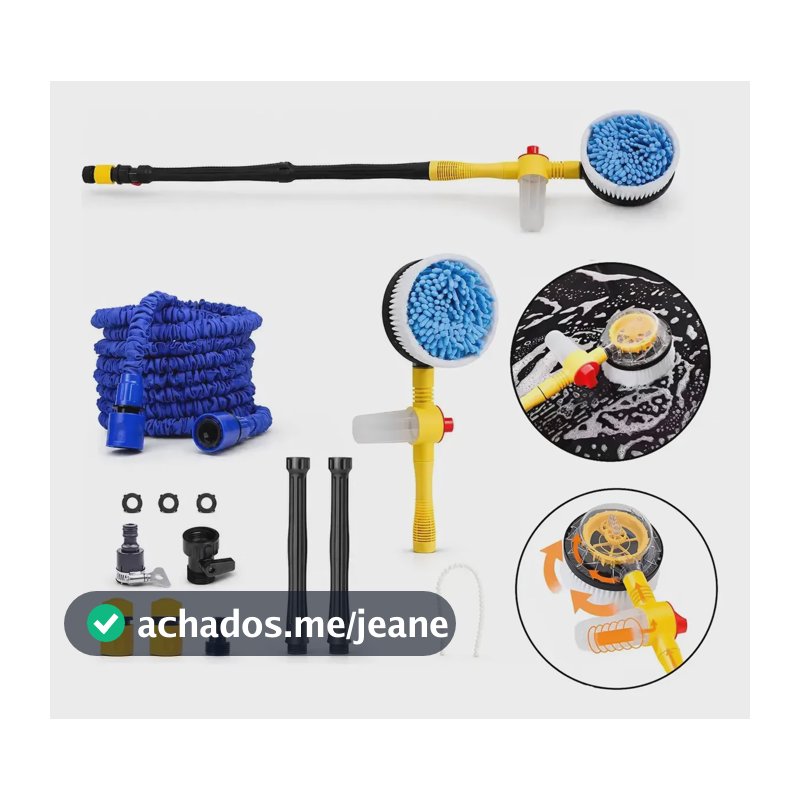 Kit De Escova Giratória Para Lavar Carro Limpeza Automotiva