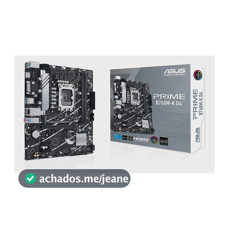 Placa-mãe Asus Prime B760m-k D4 Intel 1700 Ie 4.0 Preto Preto