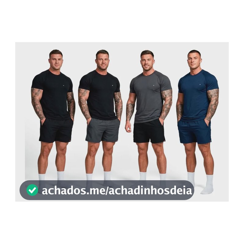 Kit 8 Peças Dry Fit 4 Camisetas + 4 Shorts Academia Sandrini Sortidos Liso G