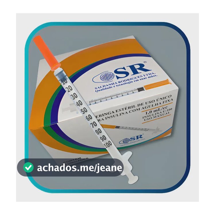 Seringa Insulina 100ui Agulha Fixa 8x0,30mm 100 Unidades Sr 1 Ml