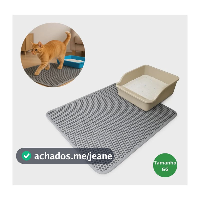 Tapete Higiênico Coletor Para Caixa De Areia Gatos Gg Cinza