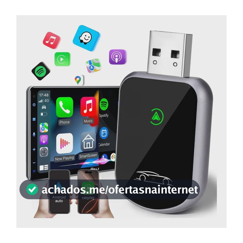 Adaptador Bluetooth Portátil Sem Fios Carplay E Android Auto