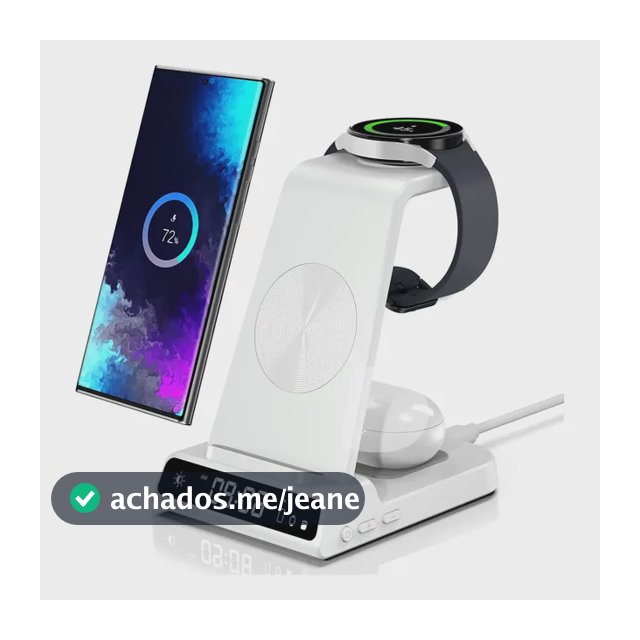 Carregador Sem Fio 3 Em 1 Samsung Com Relógio