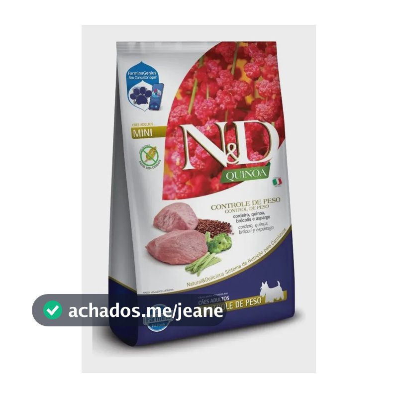 Ração N&d Quinoa Cordeiro Cão Adulto Mini Seca 7kg
