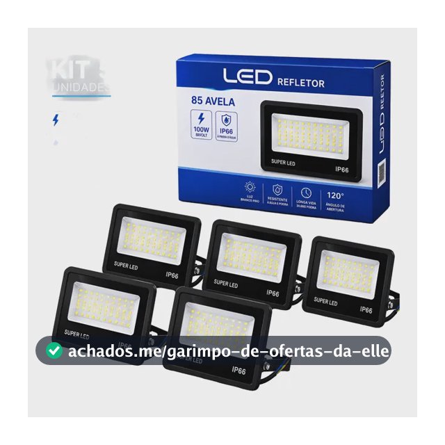 Kit 5 Refletor Smd Led 200w Prova Dágua Tg Branco Frio 127/220v Preto Branco-frio
