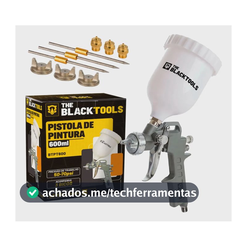 Pistola Pintura Gravidade 600ml 3 Bicos 1.2 1.5 1.8mm Profissional The Black Tools