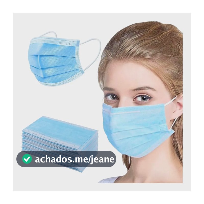 Máscara Descartável Tripla Proteção 50 Und Azul 95% Eficácia Azul-celeste