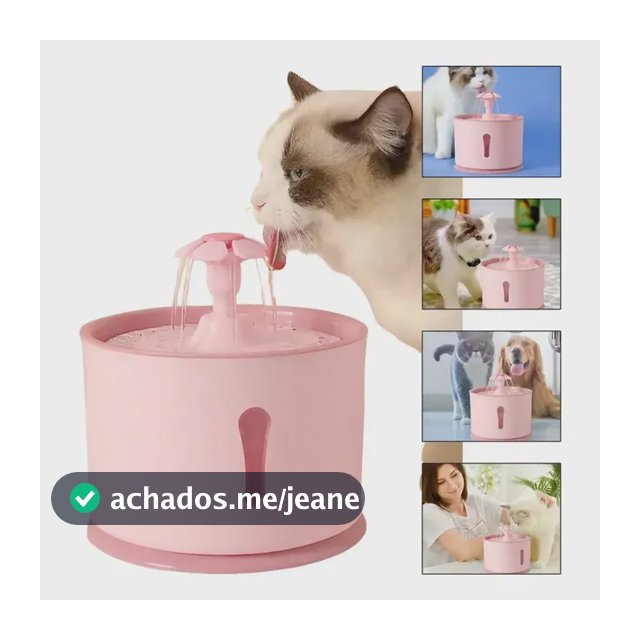 Bebedouro Fonte Gato Cão Filtragem Purificação Pet Automatic Cor Rosa