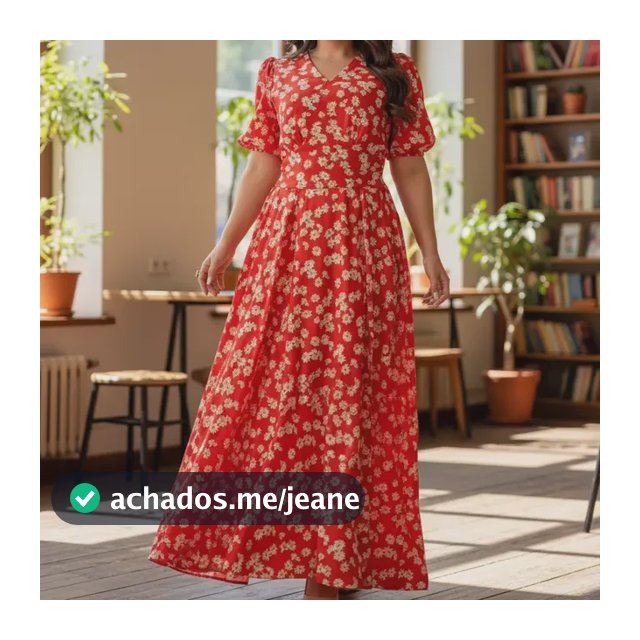 Vestido Feminino Retro Longo Crepinho Algodão Estampado