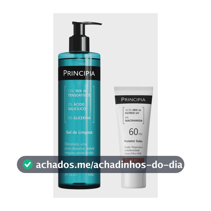 Principia Kit Gel de Limpeza GL-01 + Protetor Solar Facial PS-01 FPS 60