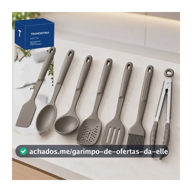 Kit Utensílios Silicone Tramontina Softta 7 Peças Cinza Cinza