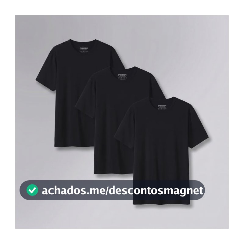 Kit 3 Camisetas  Light T-shirt Insider Preto M Lisa