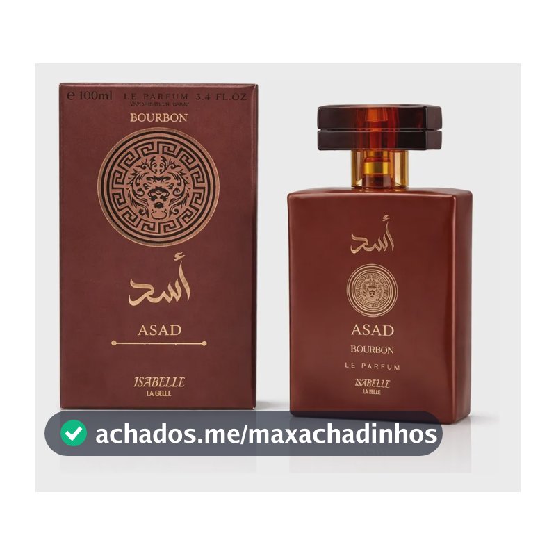 Perfume Arábe Asad Bourbon 100ml - Marca Isabelle La Belle | Fixação Intensa, Notas Amadeiradas Marcantes E Elegância Masculina