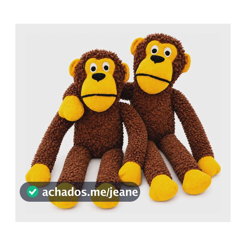 Kit 2 Brinquedo Cachorro Pelúcia Macaco 40 Cm Com Apito