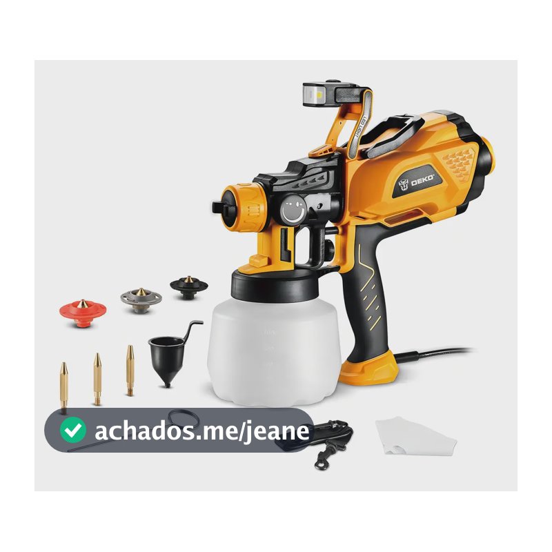 Pistola de Pintura HVLP Deko 600W LED 1,2L 3 Bicos