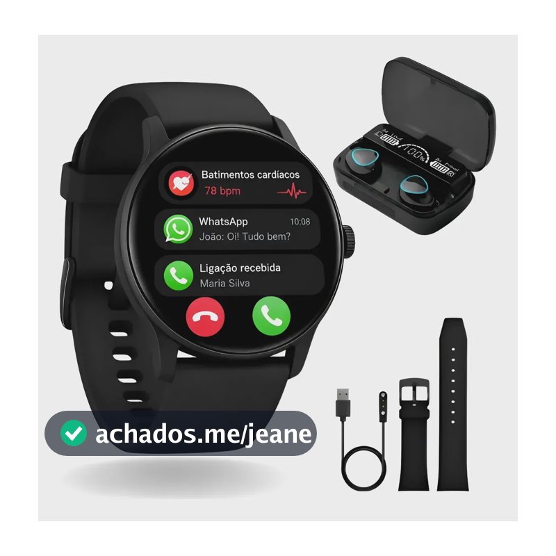 Smart Watch A Prova D'água Mede Pressão Arterial Frequencia Preto