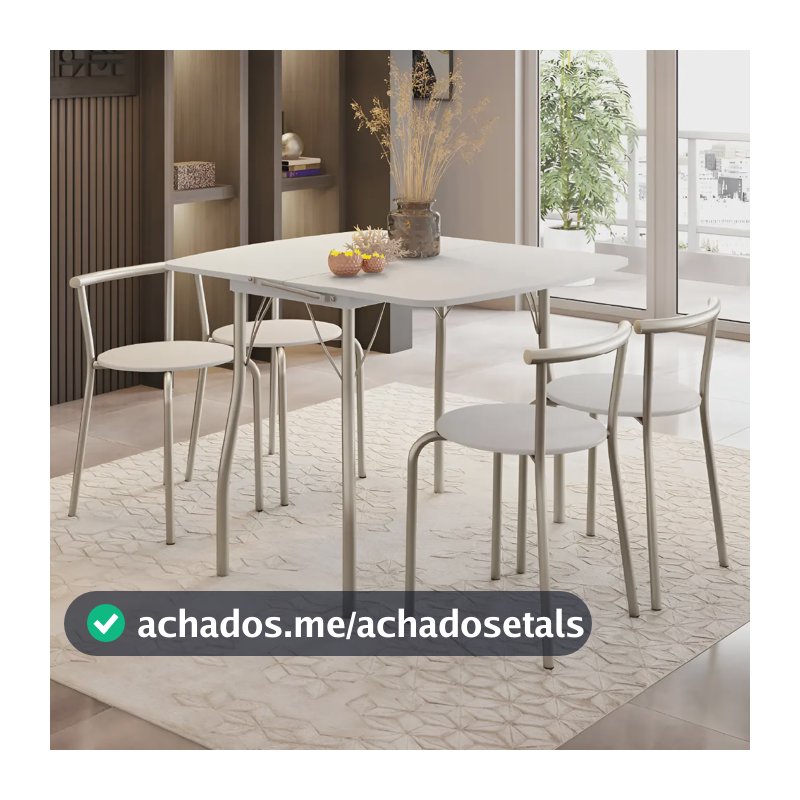 Conjunto Sala De Jantar Palermo Mesa 4 Banquetas Carraro Cor Branco Desenho do tecido das cadeiras Liso