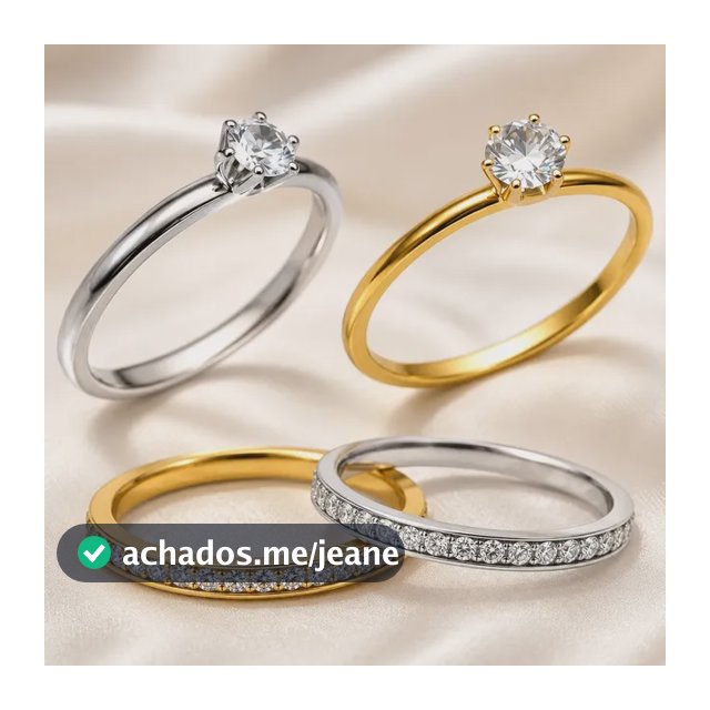 Kit 4 Anéis Aço 316l Solitário Aparador Prata Dourado