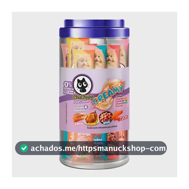 Petisco Para Gatos Chuchups Cream Pote Sortido Com 24 Tubos
