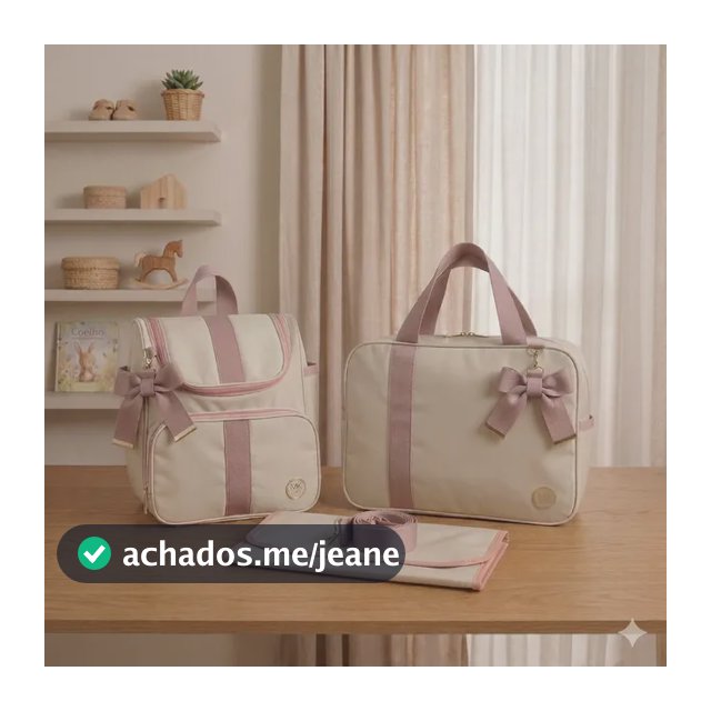 Kit Bolsa Maternidade Kit Completo 3 Peças Luxo Impermeável Bege Nude