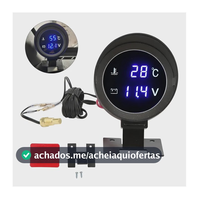 Voltímetro + Marcador De Temperatura Automotivo Profissional