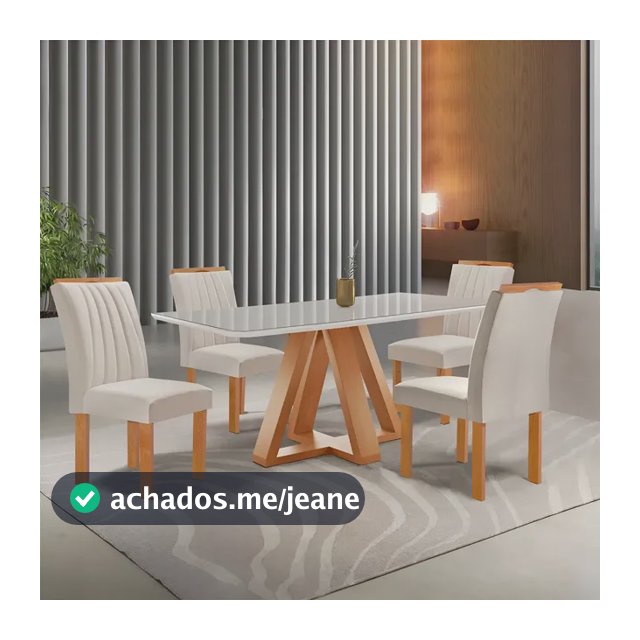 Conjunto Mesa Tampo Smart Plus Vidro Kyra 120cmx90cm 4