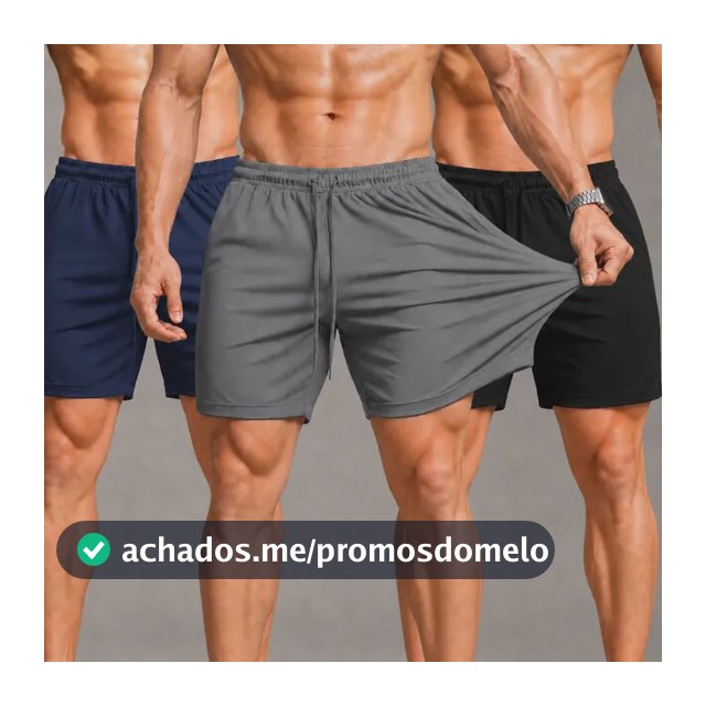 Kit 3 Shorts Bermuda Masculina Tactel Com Elastano Academia