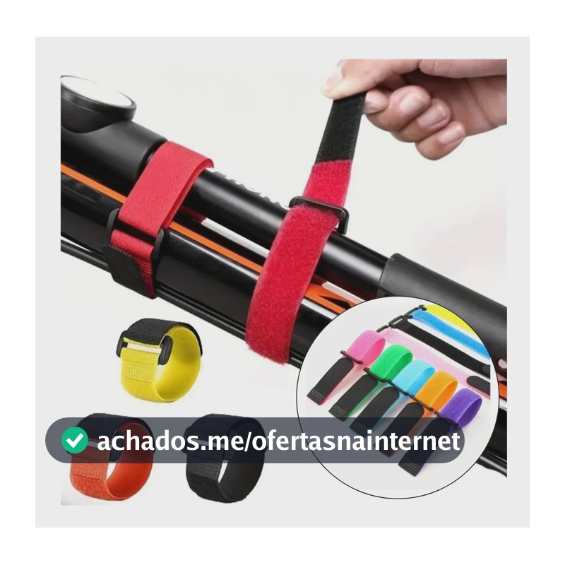 3 Fita Velcro Wrap Para Bicicleta Prender Fio Vara De Pesca Preto