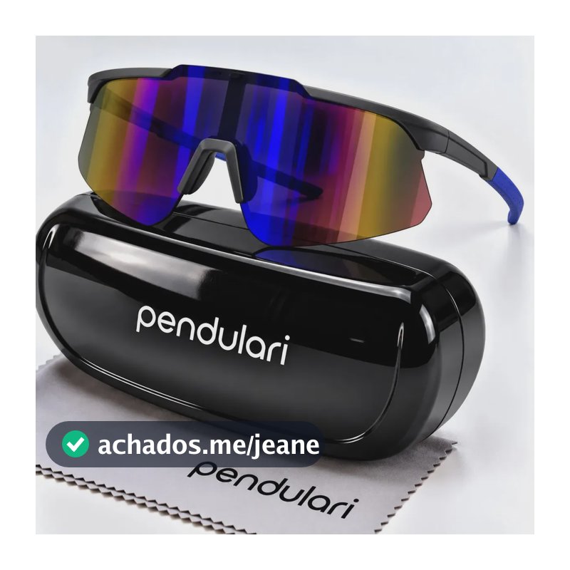 Óculos Esportivo Pendulari Sprint Ciclismo Corrida Beach Tennis Bike Proteção UV400 Armação Preto Lente Roxa