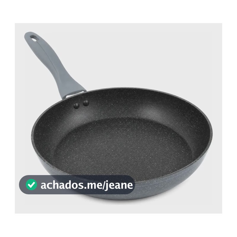 Frigideira Cerâmica Antiaderente Grande 24cm Premium Panela Não Gruda Frita Sem Óleo Saudável Compatível Todos Fogões Gás Cooktop Indução Elétrico Vitro Cerâmico Fundo Triplo Cabo Soft Touch Cor Cinza