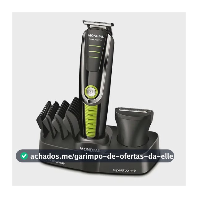Cortador De Cabelo Mondial Super Groom 6 Bg-04 Melhor Categ Preto/verde