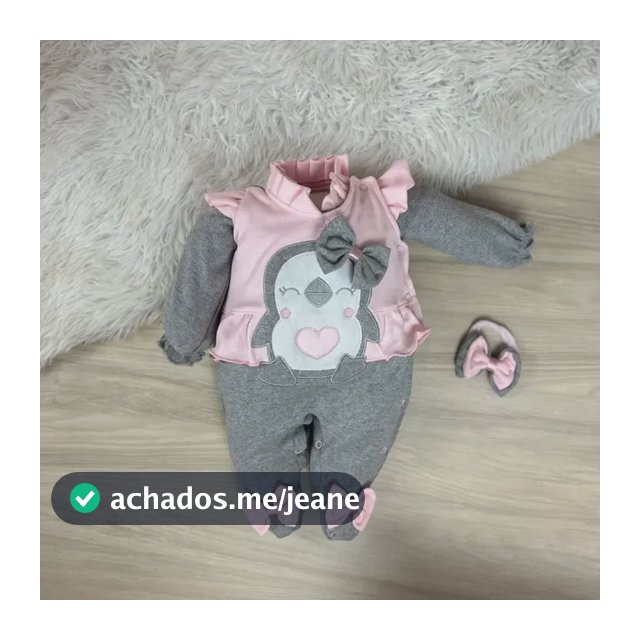 Macacão Bebê Menina Bordado Pinguim Macio E Confortável