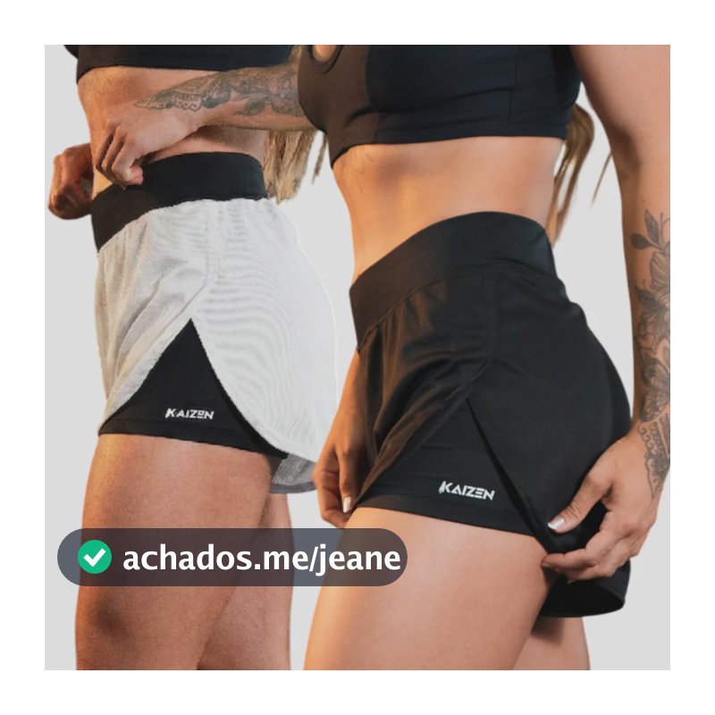 Kit Com 2 Shorts Duplo 2 Em 1 Feminino Com Bolso Interno Preto E Branco Liso M