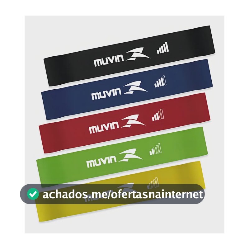 Kit Mini Band Muvin com 5 Faixas Elásticas de 5 Intensidades para Musculação e Funcional