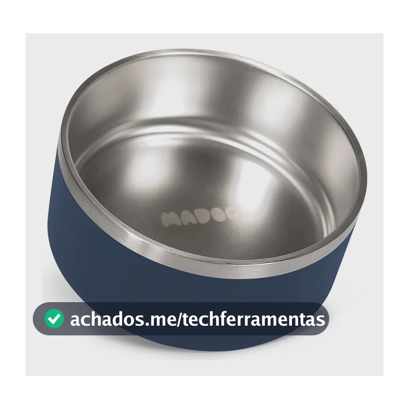 Comedouro Pet Madog Inox Antiderrapante 1l (ração / Água) Cor Azul-escuro