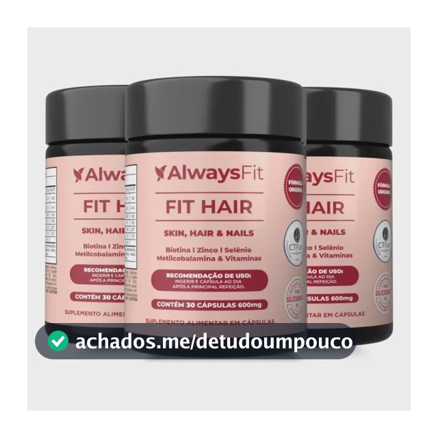 Vitamina Always Fit Fit Hair para Cabelo e Unhas, em Cápsula, Kit com 3 Potes de 30 Cápsulas