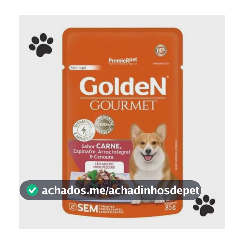 Kit Com 10 Golden Gourmet Cães Ad. Pequeno Porte Carne 85g