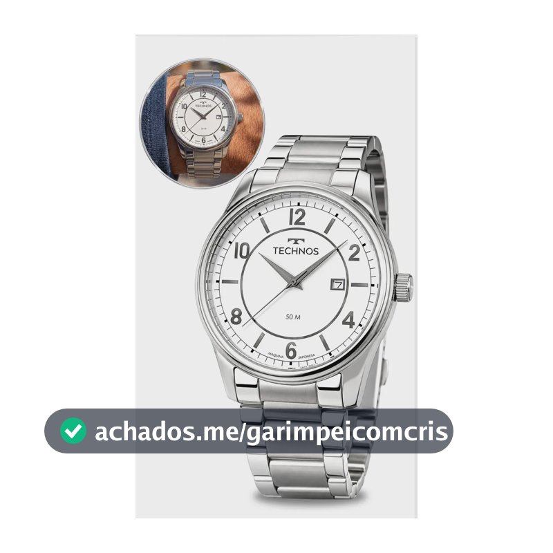 Relogio Masculino Technos Prata 2115UCJ/1B Esportivo Confortável Aço Inoxidável Prova D'água 50M