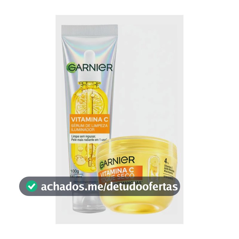 Garnier Kit Vitamina C, Sérum de Limpeza Iluminador, Serumnete 100g + Hidratante Facial Toque Seco Antimanchas 85g