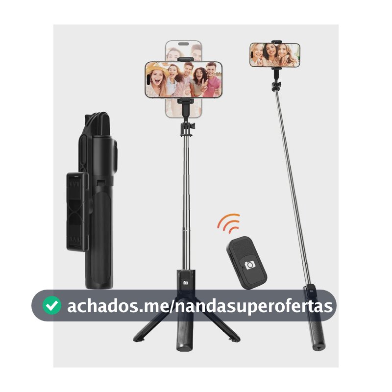 Tripé Para Celular Inova com Bastão de Selfie e Bluetooth, Ajustável 100 cm