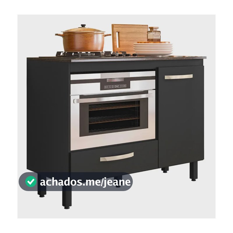 Balcão De Cozinha Para Cooktop 4 E 5 Bocas Botijão De Gás Cor Preto