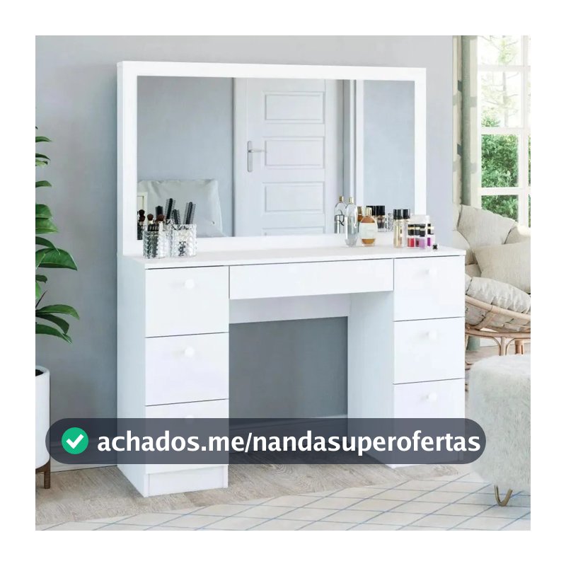 Penteadeira Ditália 7 Gavetas Pe-80 Branco Uv Acetinado