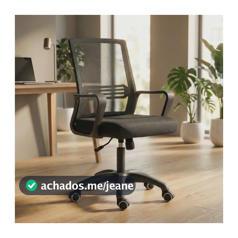 Cadeira Escritório Astrella Vega Ergonômica E Giratória Preto Malha