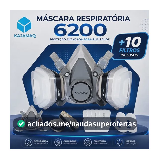 Máscara para Pintura Automotiva 6200 G premium Completa com cartucho 6001 carvão ativo Kit 10 Filtros 5n11 mascara semi facial respirador reutilizável para funilaria soldador proteção gases poeira pó